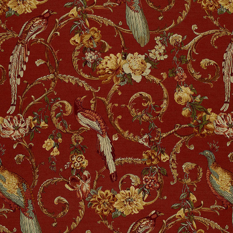 Madrigal fabric in brick red color - pattern number 1124001 - by Schumacher in the Classic Prints collection