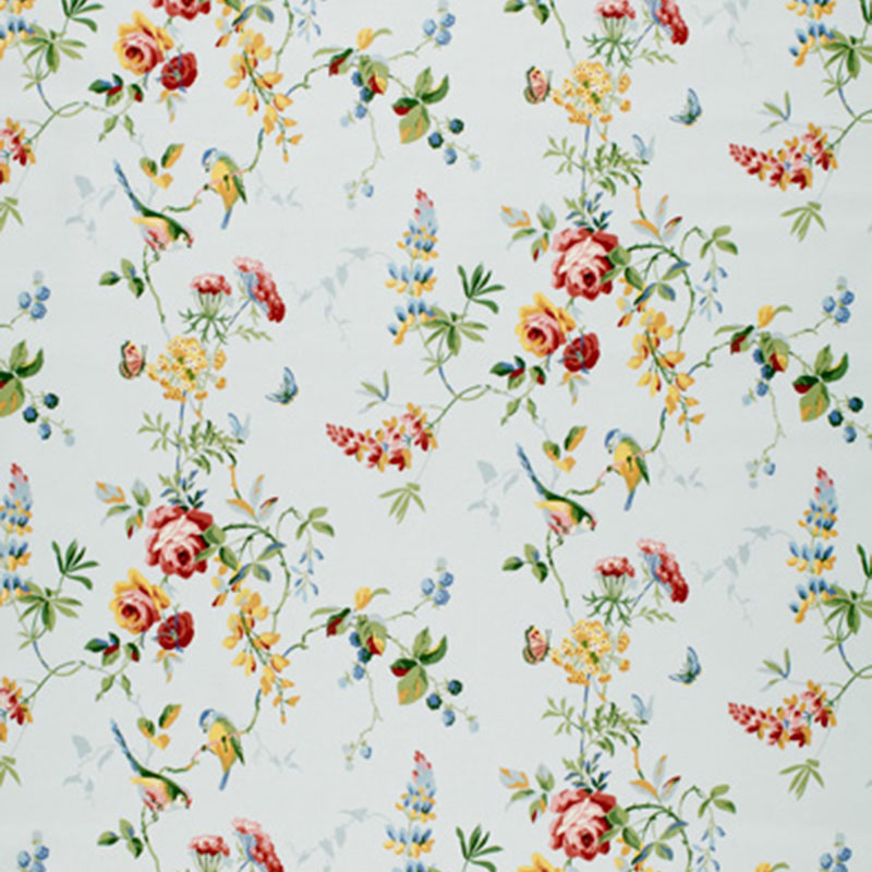 Chickadee Floral fabric in sky color - pattern number 1235014 - by Schumacher in the Classic Prints collection