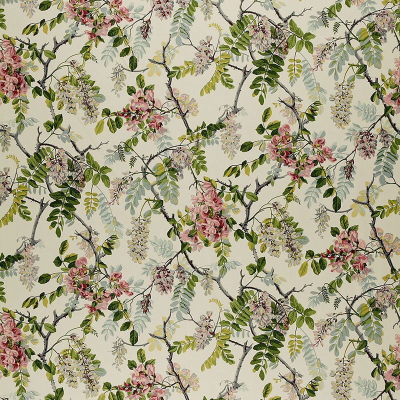 Wisteria Vine fabric in ivory color - pattern number 1318001 - by Schumacher in the Classic Prints collection