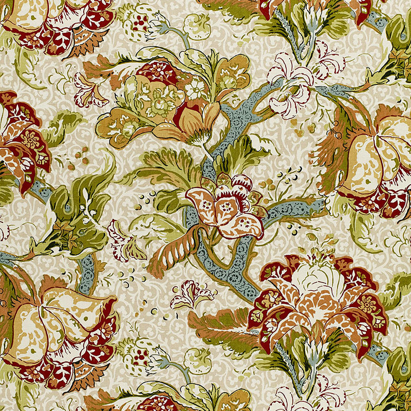 Ariella Jacobean fabric in ecru color - pattern number 1319002 - by Schumacher in the Classic Prints collection