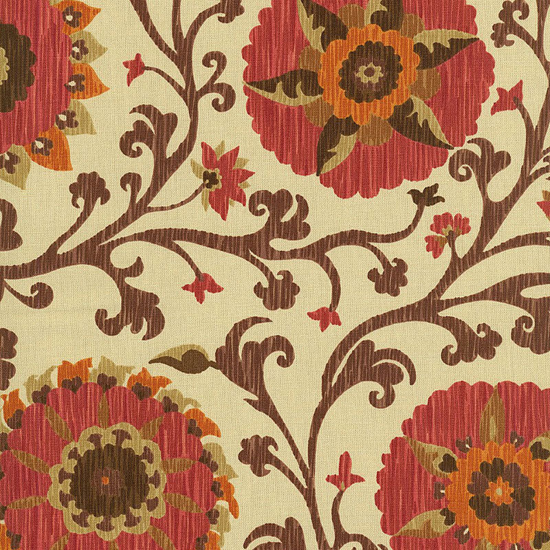 Fergana Embroidery Print fabric in raisin color - pattern number 1327002 - by Schumacher in the Classic Prints collection