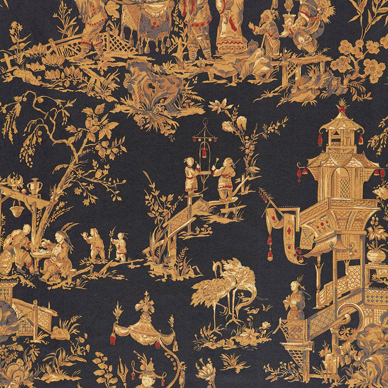 Chinois fabric in charcoal color - pattern number 168274 - by Schumacher in the Schumacher Classics collection