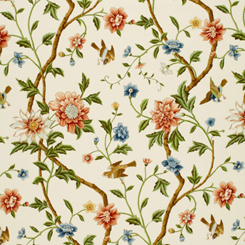 Shangtu Floral fabric in porcelain color - pattern number 172441 - by Schumacher in the Classic Prints collection