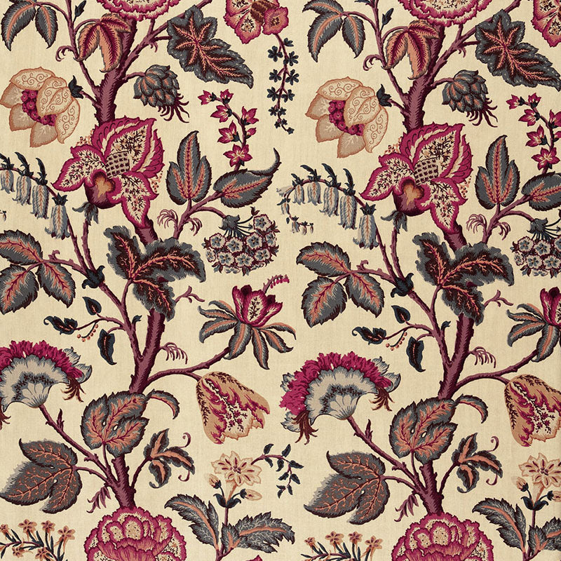 Tree Of Life fabric in spice on linen color - pattern number 172611 - by Schumacher in the Classic Prints collection