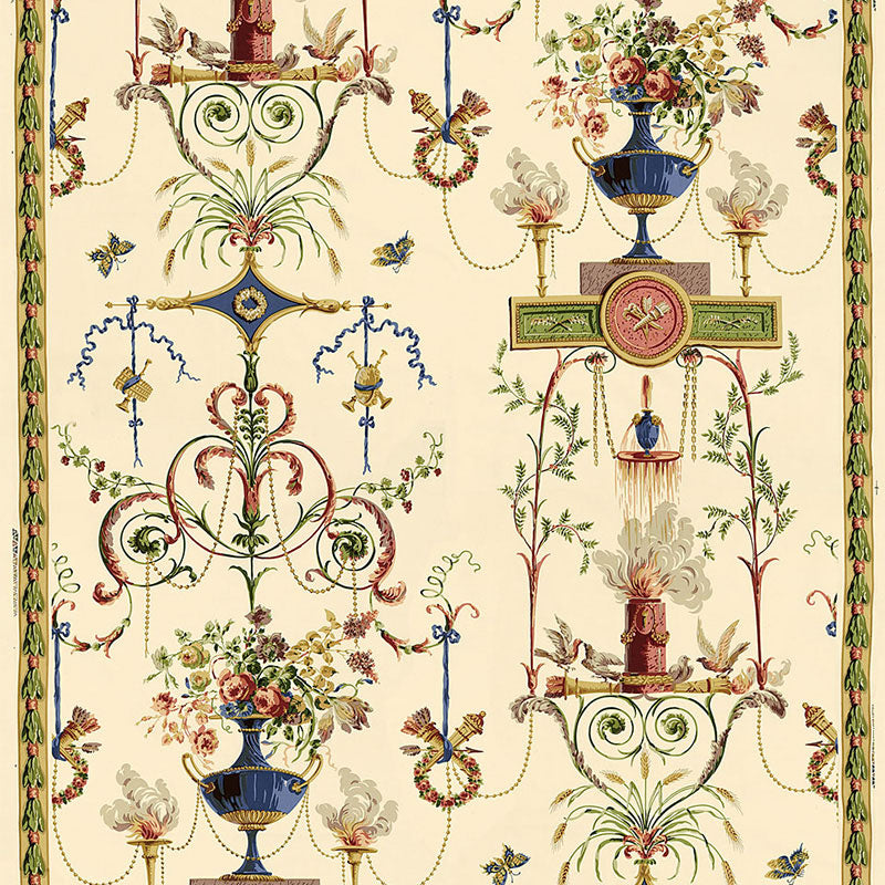 Terracina Arabesque fabric in champagne color - pattern number 172630 - by Schumacher in the Classic Prints collection