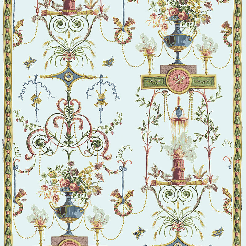 Terracina Arabesque fabric in celestial color - pattern number 172632 - by Schumacher in the Classic Prints collection