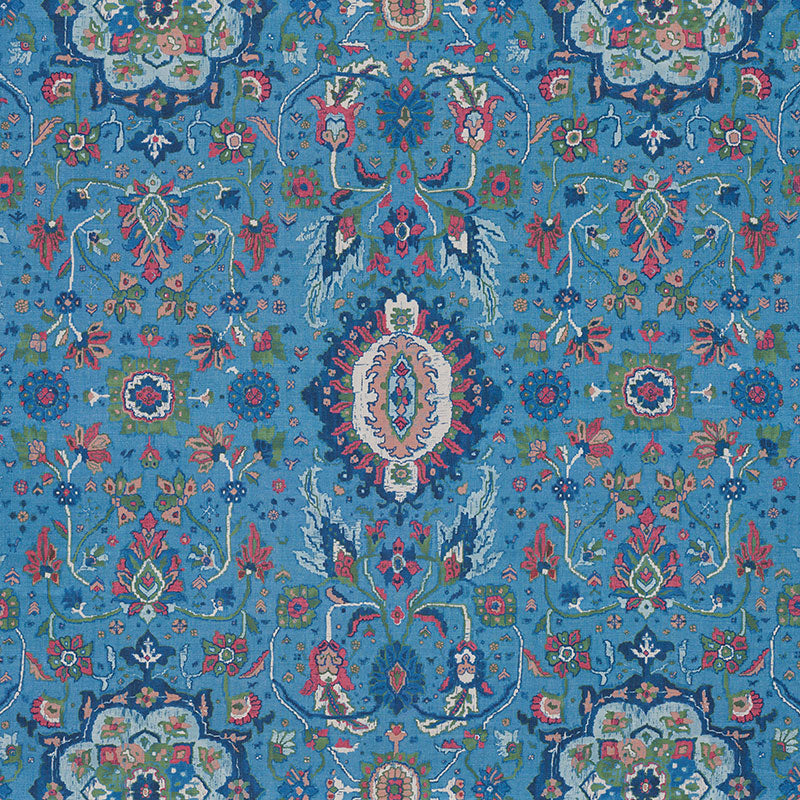 Jahanara Carpet fabric in peacock color - pattern number 172794 - by Schumacher in the Ottoman Chic collection