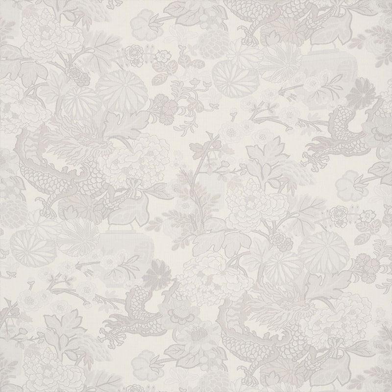 Chiang Mai Dragon fabric in limestone color - pattern number 173278 - by Schumacher in the Exuberant Prints collection