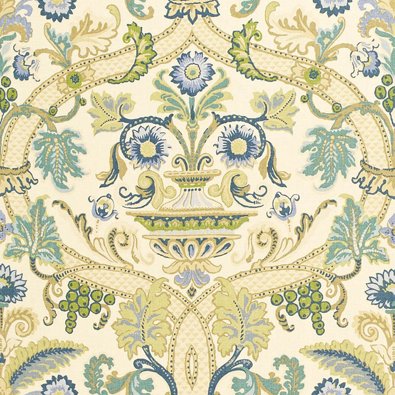 Fontenay Vase fabric in porcelain blue color - pattern number 173321 - by Schumacher in the Classic Prints collection