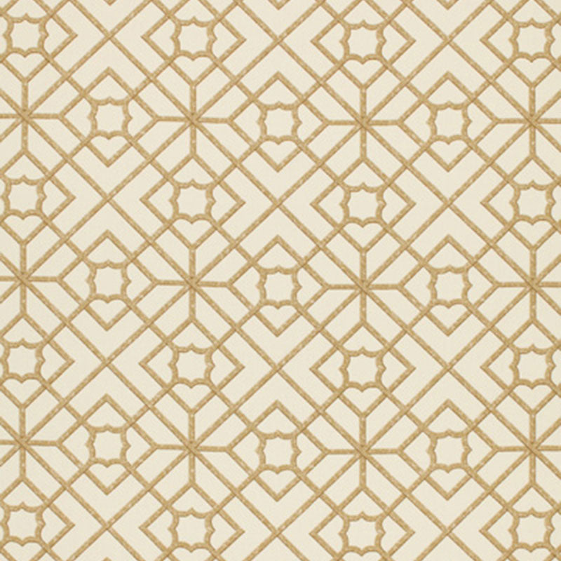 Luan Fretwork fabric in cane color - pattern number 173490 - by Schumacher in the Classic Prints collection