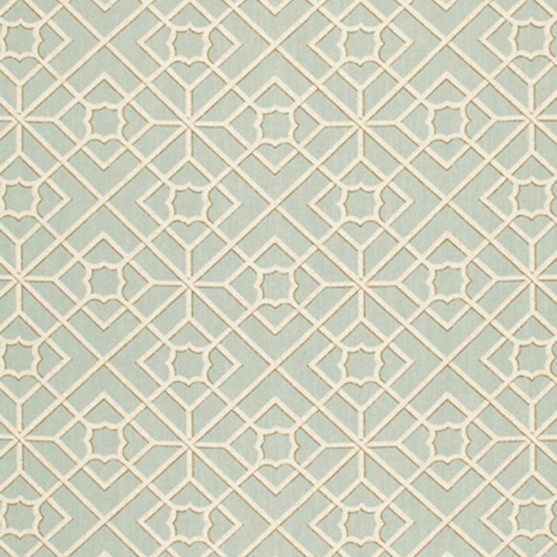 Luan Fretwork fabric in sky color - pattern number 173491 - by Schumacher in the Classic Prints collection
