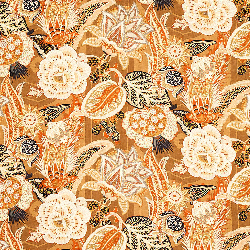 Zanzibar Linen Print fabric in sandalwood color - pattern number 173522 - by Schumacher in the Schumacher Classics collection