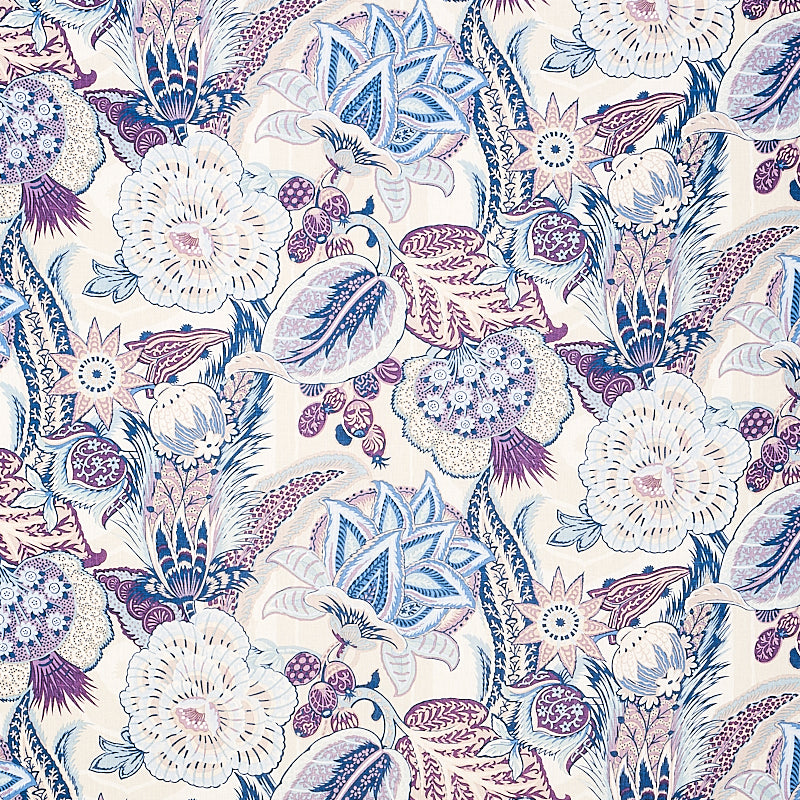 Zanzibar Linen Print fabric in hyacinth color - pattern number 173523 - by Schumacher in the Schumacher Classics collection