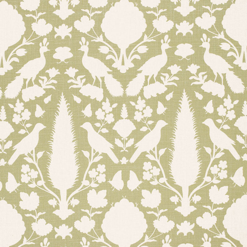 Chenonceau fabric in sage color - pattern number 173560 - by Schumacher in the Exuberant Prints collection