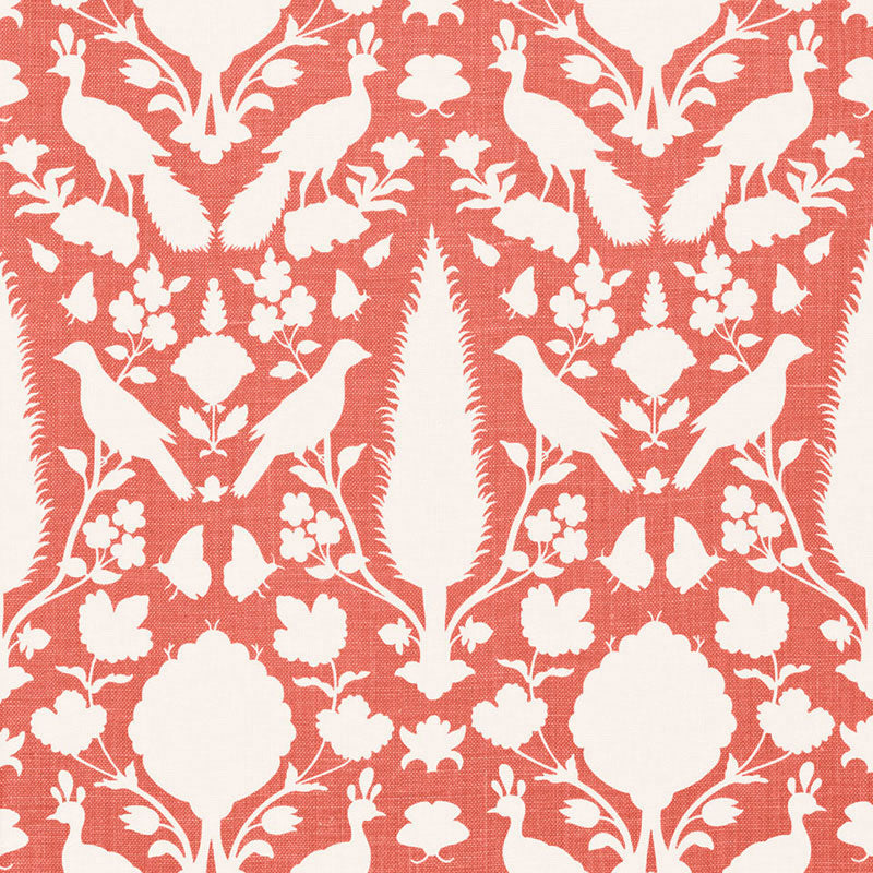 Chenonceau fabric in coral color - pattern number 173564 - by Schumacher in the Exuberant Prints collection