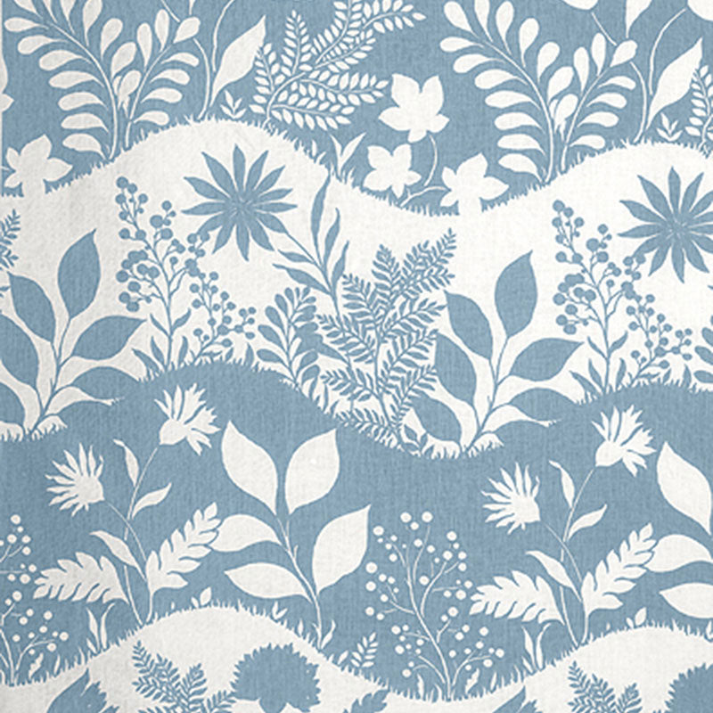 Good Day Sunshine fabric in china blue color - pattern number 173973 - by Schumacher in the Exuberant Prints collection