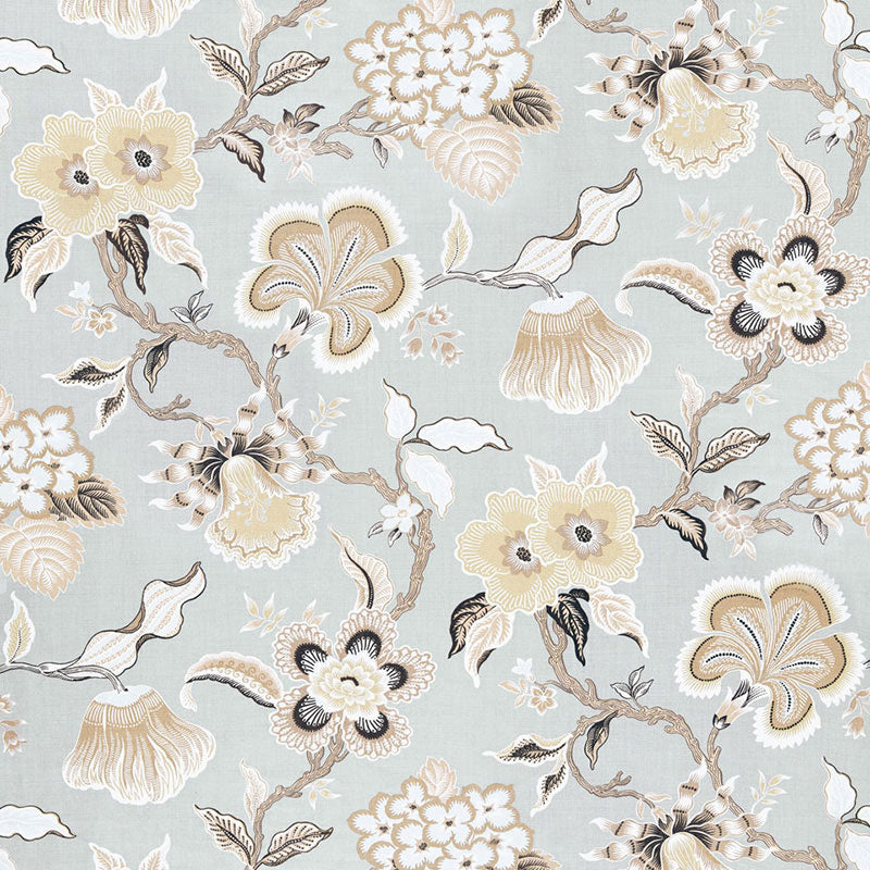 Hothouse Flowers fabric in mineral color - pattern number 174030 - by Schumacher in the Celerie Kemble collection