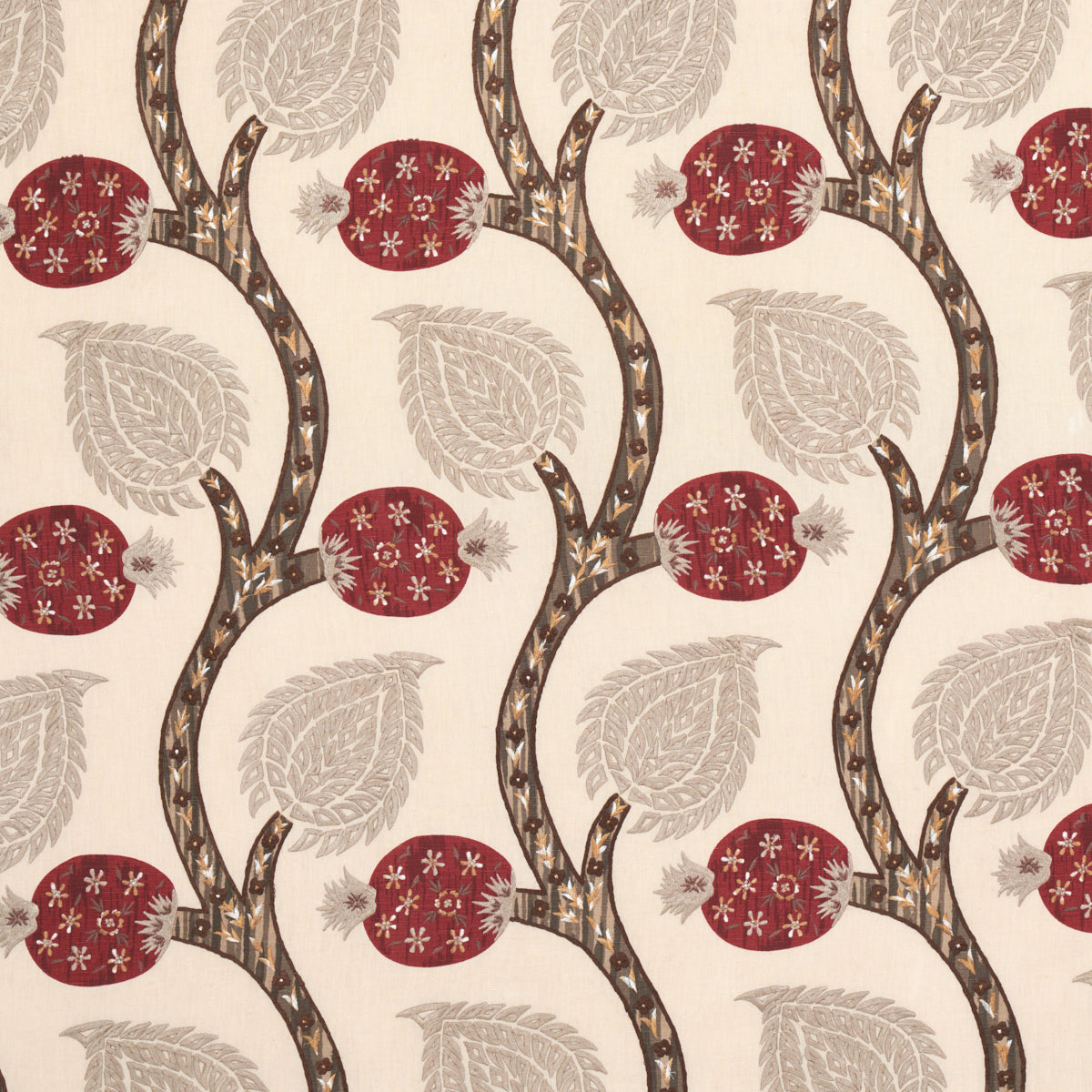 Nurata Embroidery fabric in stone color - pattern number 174182 - by Schumacher in the Perennial Favorites collection