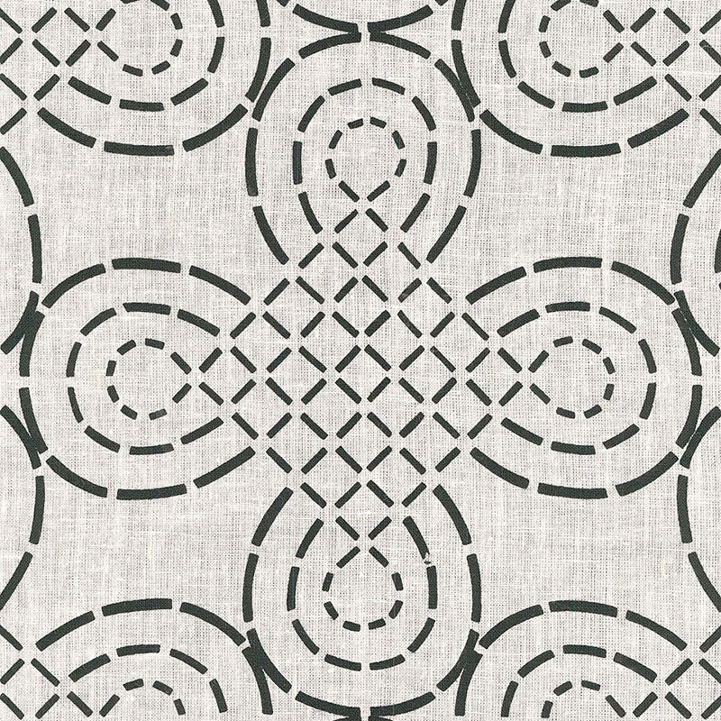 Trellis Knot fabric in ivory and onyx color - pattern number 174222 - by Schumacher in the Modern Prints collection