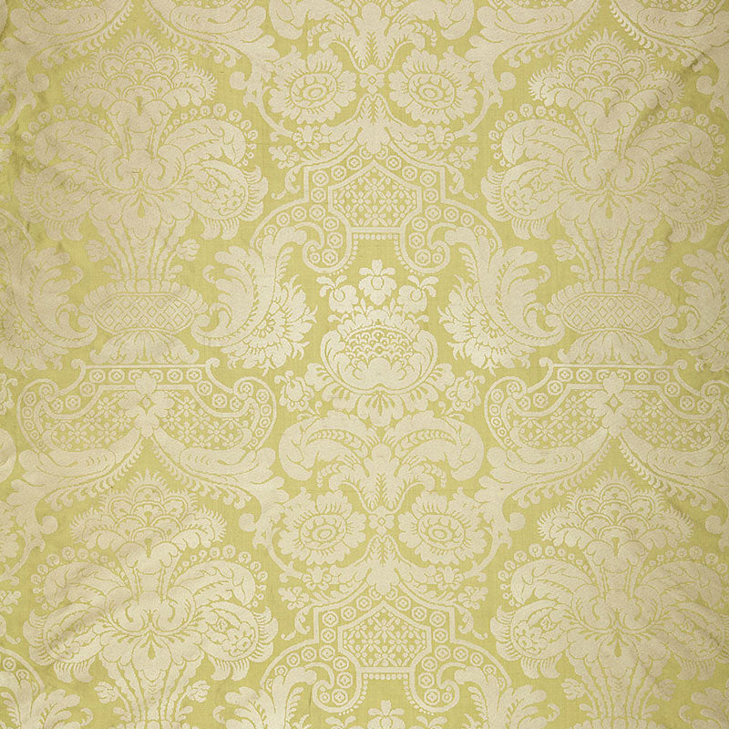 Padova Damask Print fabric in celadon color - pattern number 174421 - by Schumacher in the Classic Prints collection