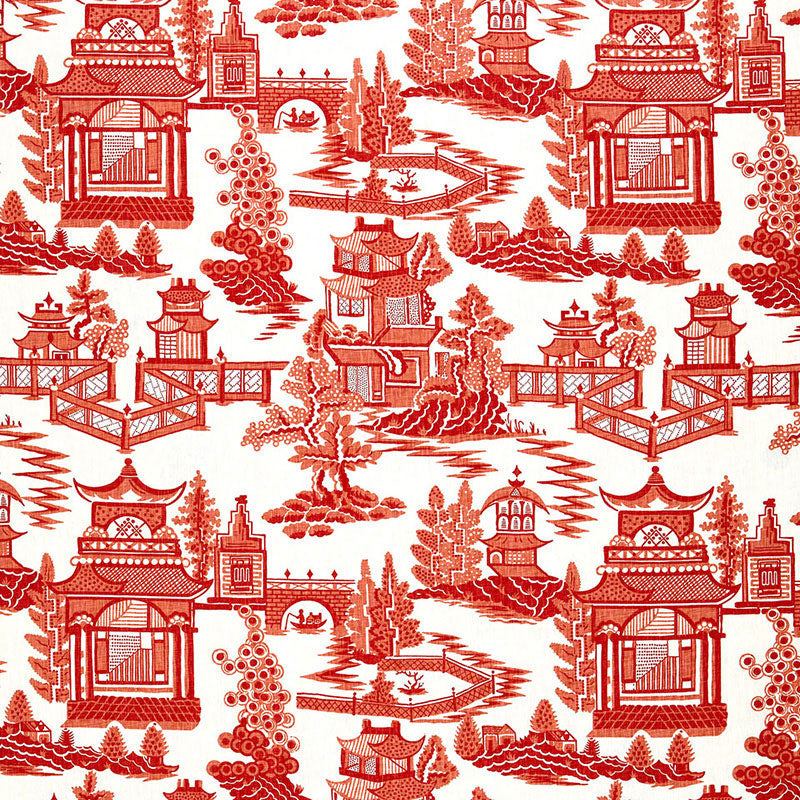 Nanjing fabric in coral color - pattern number 174430 - by Schumacher in the Exuberant Prints collection