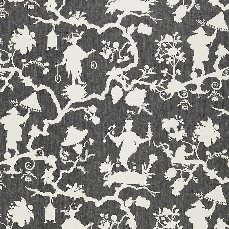 Shantung Silhouette Print fabric in smoke color - pattern number 174581 - by Schumacher in the Exuberant Prints collection