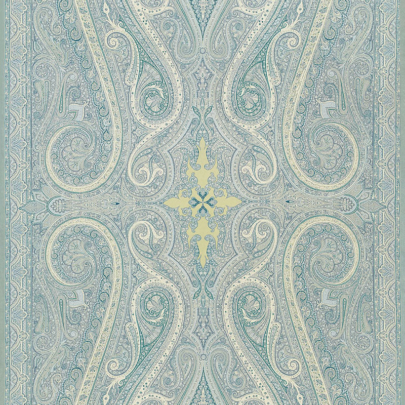 Pasha Paisley fabric in sky color - pattern number 174802 - by Schumacher in the Ottoman Chic collection