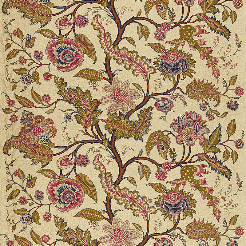 Sinhala Linen Print fabric in pomegranate color - pattern number 174811 - by Schumacher in the Martyn Lawrence Bullard collection