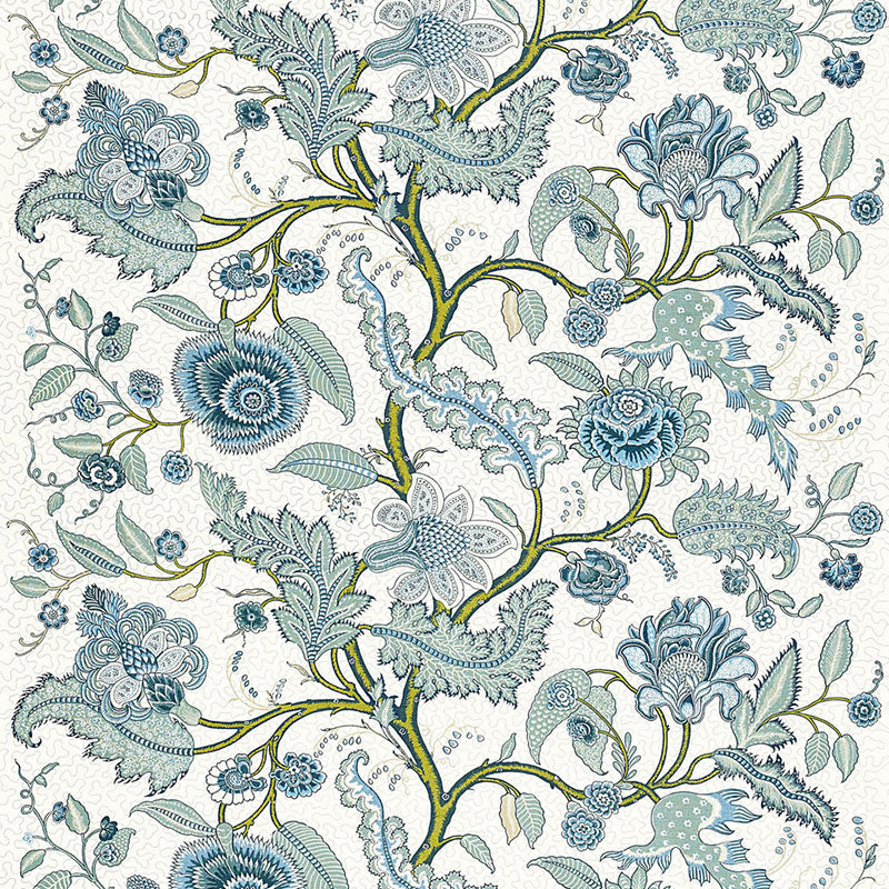 Sinhala Linen Print fabric in sky color - pattern number 174812 - by Schumacher in the Martyn Lawrence Bullard collection