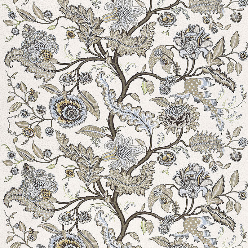Sinhala Linen Print fabric in stone color - pattern number 174813 - by Schumacher in the Martyn Lawrence Bullard collection