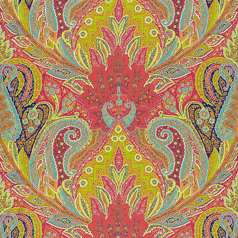 Cambay Paisley Print fabric in parrot color - pattern number 174881 - by Schumacher in the Ottoman Chic collection