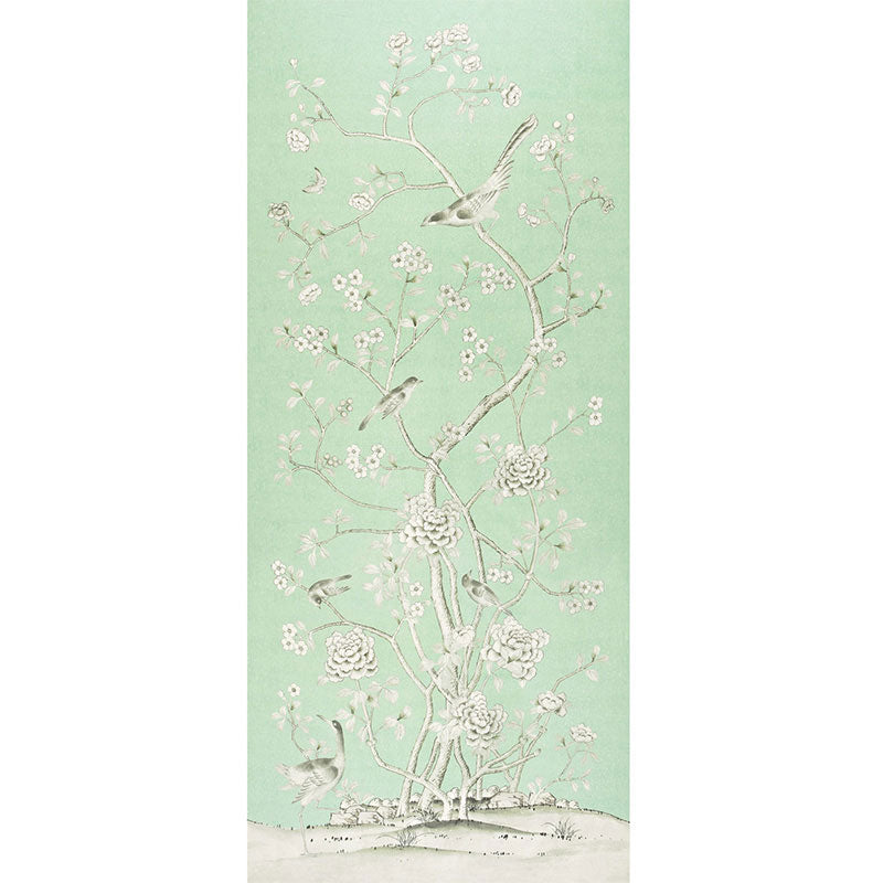Chinois Palais fabric in aquamarine color - pattern number 175043 - by Schumacher in the Mary Mcdonald collection