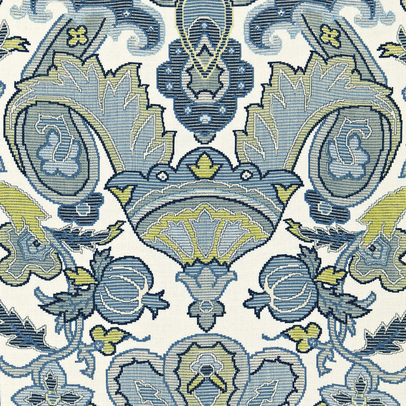 Mataura Linen Print fabric in aegean color - pattern number 175080 - by Schumacher in the Classic Prints collection
