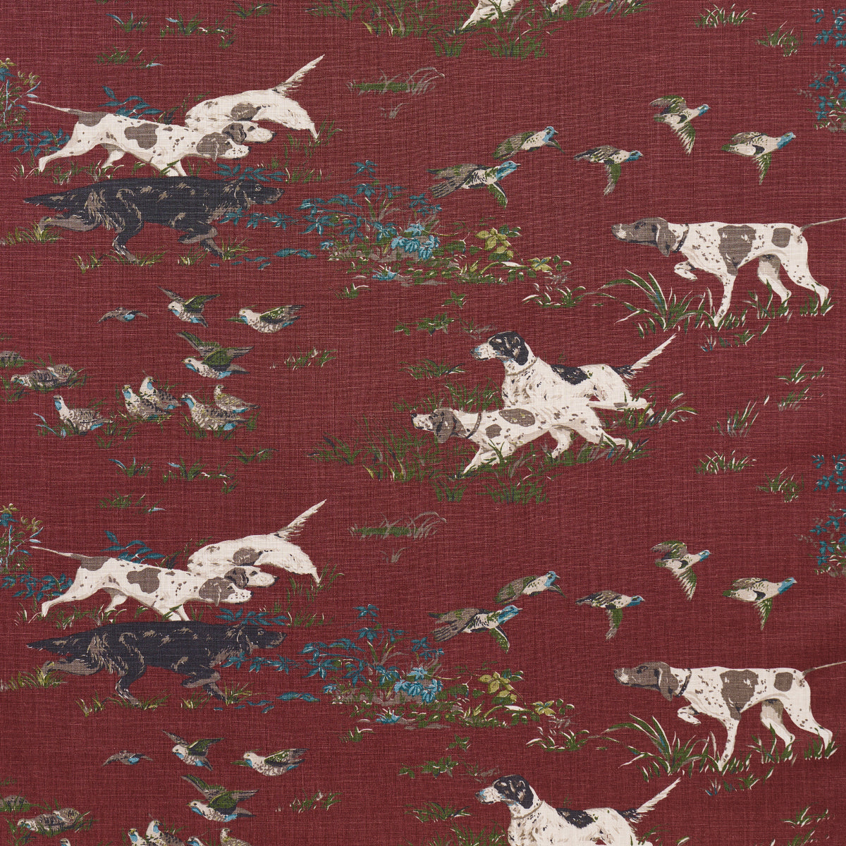 Pointers fabric in burgundy color - pattern number 175165 - by Schumacher in the A Country Life collection