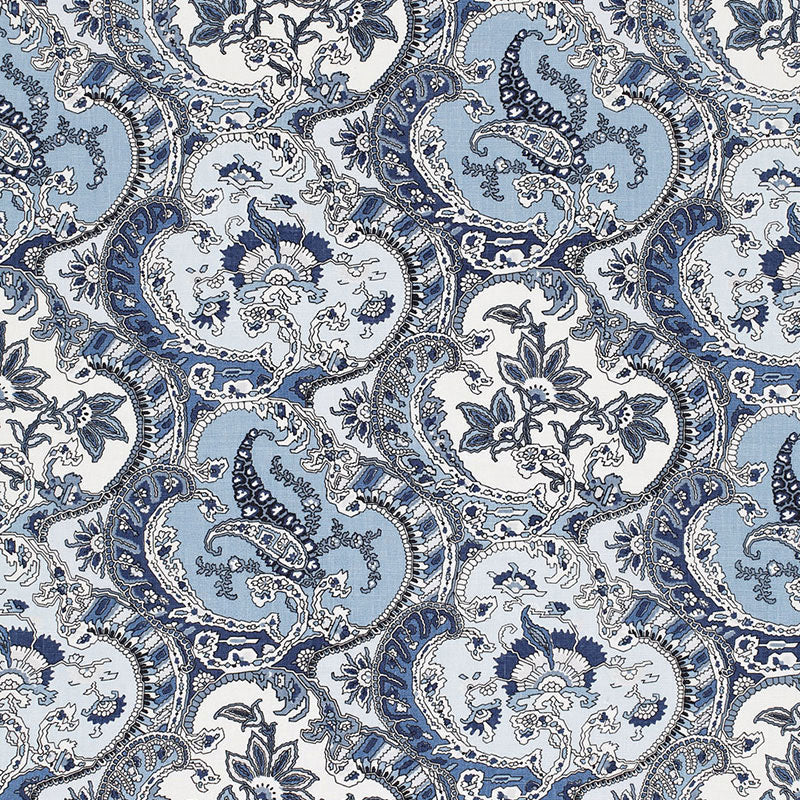 Pickfair Paisley fabric in pacific color - pattern number 175553 - by Schumacher in the Timothy Corrigan collection