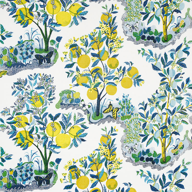 Citrus Garden fabric in pool color - pattern number 175761 - by Schumacher in the Good Vibrations collection