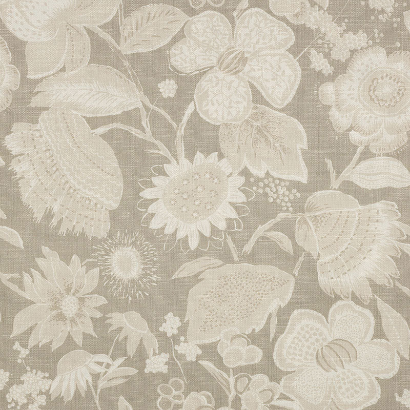 Tikki Garden Linen fabric in sea oyster color - pattern number 175850 - by Schumacher in the Mary Mcdonald collection