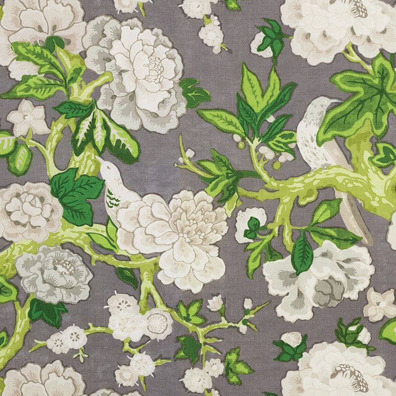 Bermuda Blossoms fabric in slate color - pattern number 175872 - by Schumacher in the Mary Mcdonald collection