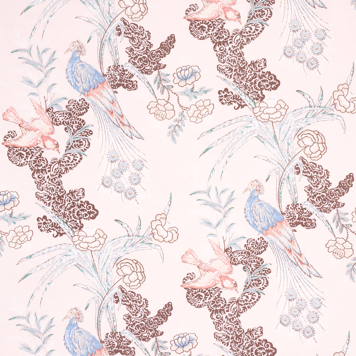 Peacock fabric in blush color - pattern number 175916 - by Schumacher in the Miles Redd collection