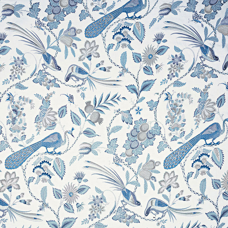Campagne fabric in bleu and gris color - pattern number 175952 - by Schumacher in the Schumacher Classics collection