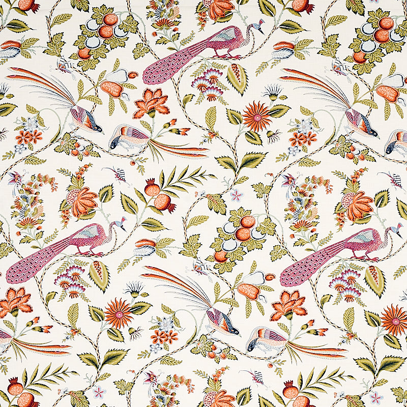 Campagne fabric in persimmon and pink color - pattern number 175953 - by Schumacher in the Country Chic collection