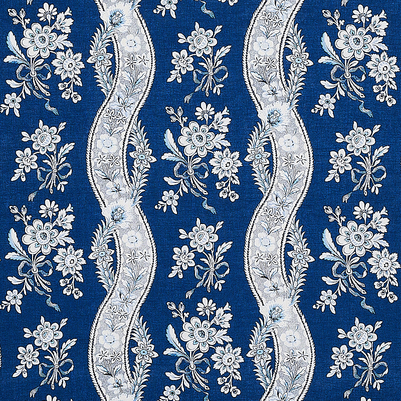 Le Castellet fabric in indigo color - pattern number 175984 - by Schumacher in the Rhapsody In Blue collection