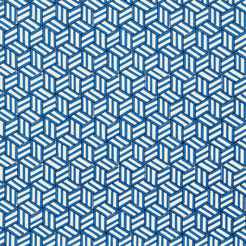 Tumbling Blocks fabric in cobalt color - pattern number 176041 - by Schumacher in the Miles Redd collection