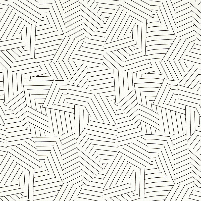 Deconstructed Stripe fabric in black color - pattern number 176050 - by Schumacher in the New Wave: Black & White collection