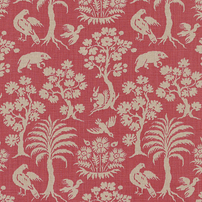 Woodland Silhouette fabric in rhubarb color - pattern number 176171 - by Schumacher in the Schumacher Classics collection