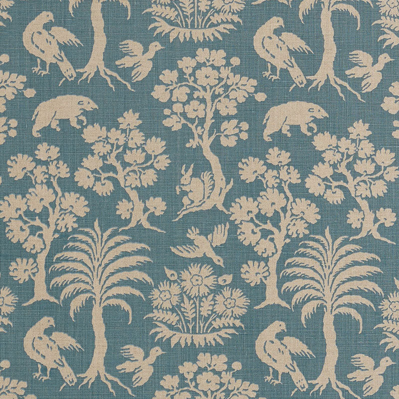 Woodland Silhouette fabric in cadet color - pattern number 176174 - by Schumacher in the Schumacher Classics collection