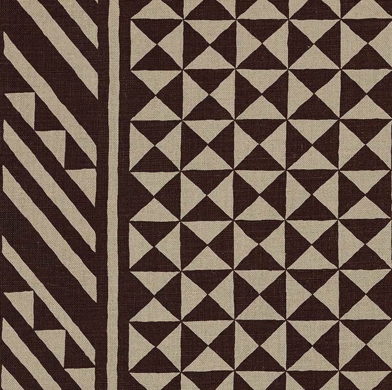 Nuba fabric in brown on natural color - pattern number 176301 - by Schumacher in the Tribal Chic collection