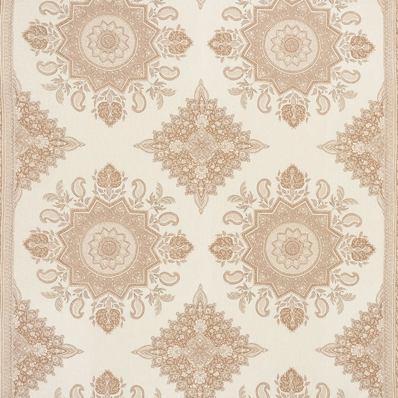 Montecito Medallion fabric in neutral color - pattern number 176480 - by Schumacher in the Mark D. Sikes collection