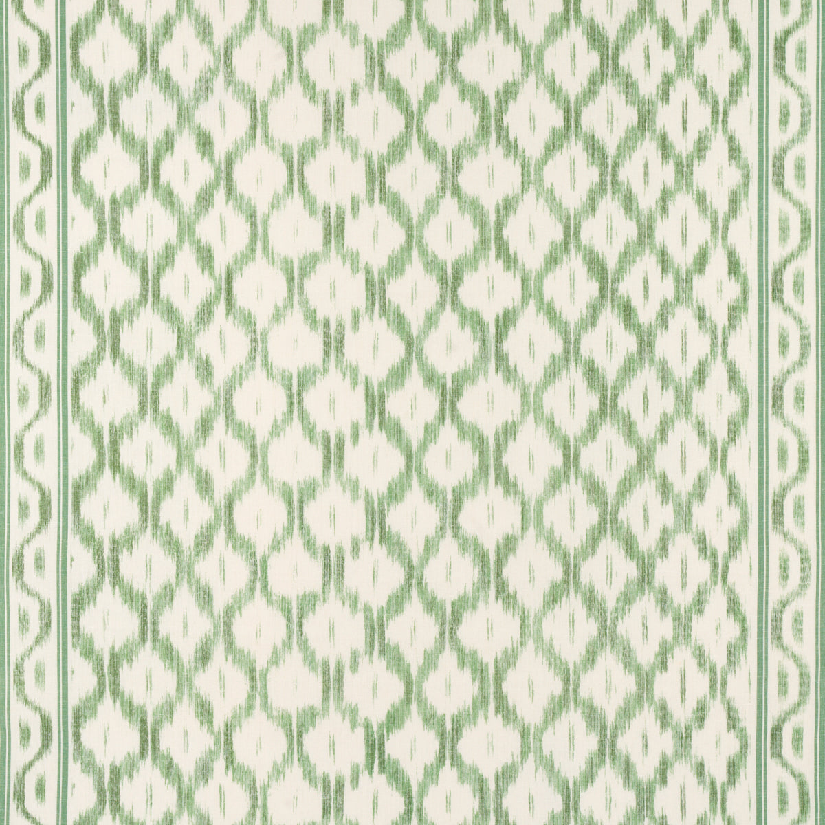 Santa Monica Ikat fabric in leaf green color - pattern number 176504 - by Schumacher in the Mark D. Sikes collection