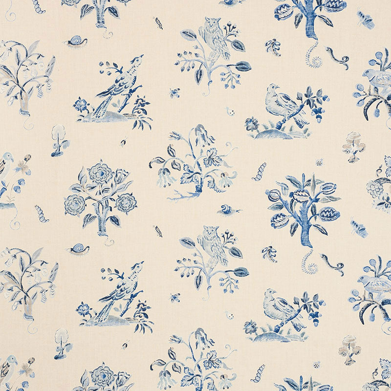 Magical Menagerie fabric in blues color - pattern number 176753 - by Schumacher in the Schumacher Classics collection